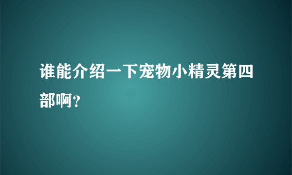 谁能介绍一下宠物小精灵第四部啊？