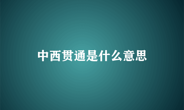 中西贯通是什么意思