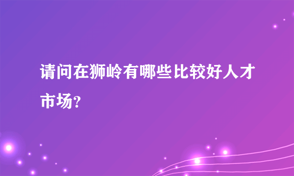 请问在狮岭有哪些比较好人才市场？