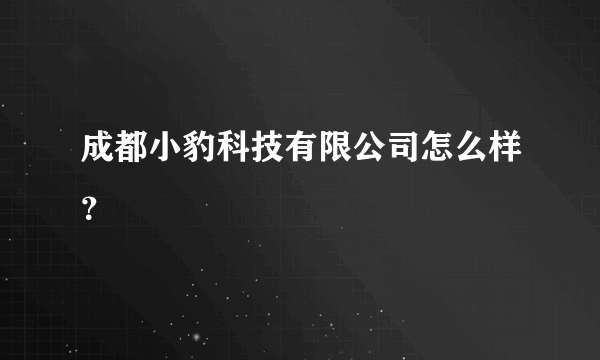 成都小豹科技有限公司怎么样？