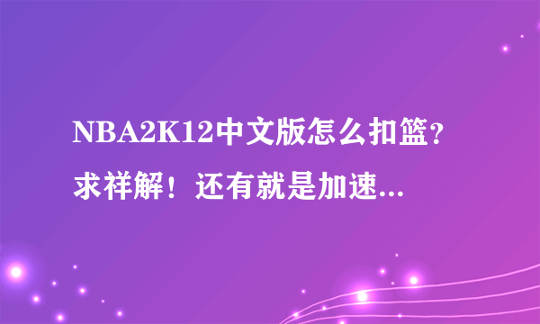 NBA2K12中文版怎么扣篮？求祥解！还有就是加速是哪个键？