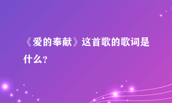 《爱的奉献》这首歌的歌词是什么？