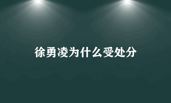 徐勇凌为什么受处分