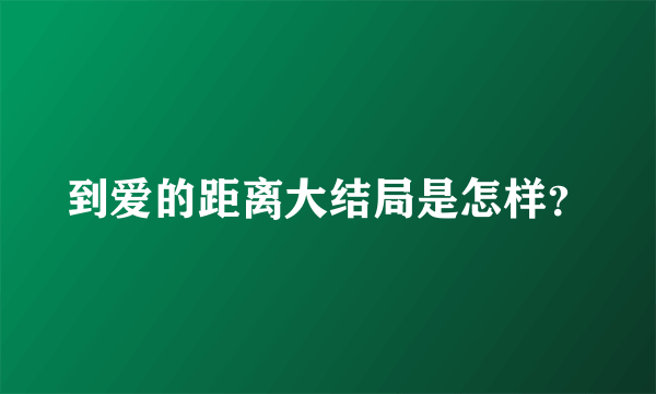 到爱的距离大结局是怎样？