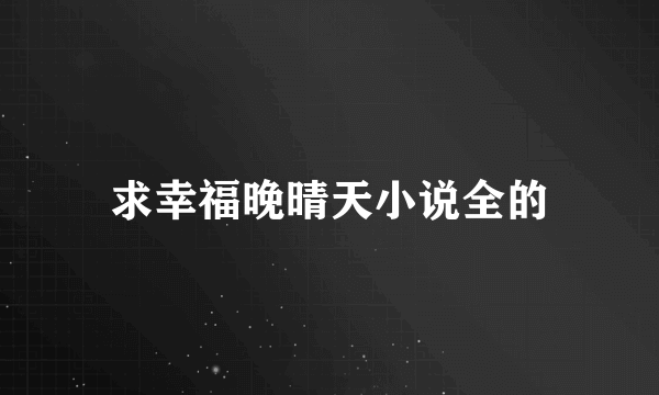 求幸福晚晴天小说全的