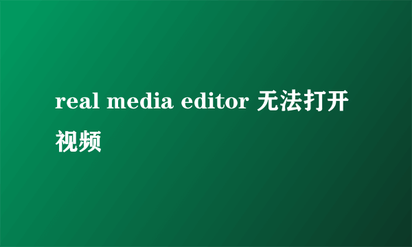 real media editor 无法打开视频