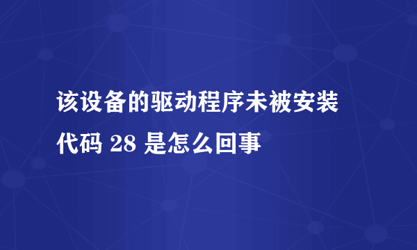 该设备的驱动程序未被安装 代码 28 是怎么回事