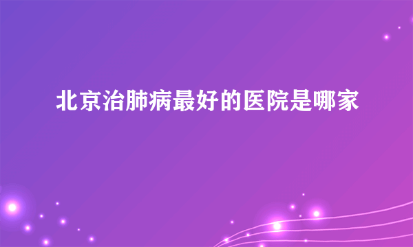 北京治肺病最好的医院是哪家