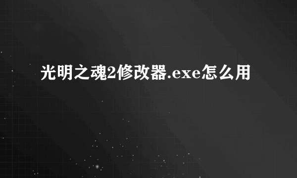 光明之魂2修改器.exe怎么用