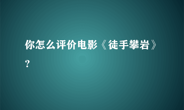 你怎么评价电影《徒手攀岩》？