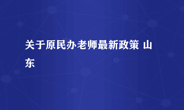 关于原民办老师最新政策 山东