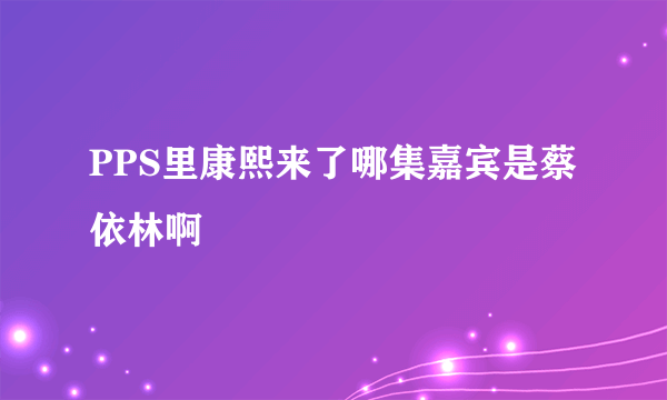 PPS里康熙来了哪集嘉宾是蔡依林啊