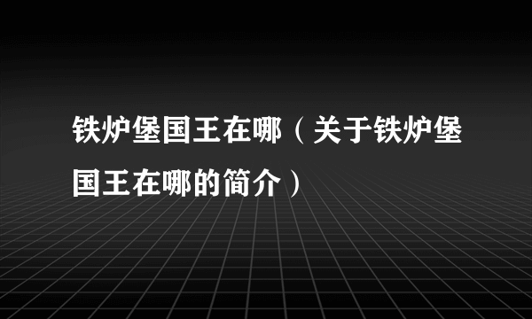 铁炉堡国王在哪（关于铁炉堡国王在哪的简介）