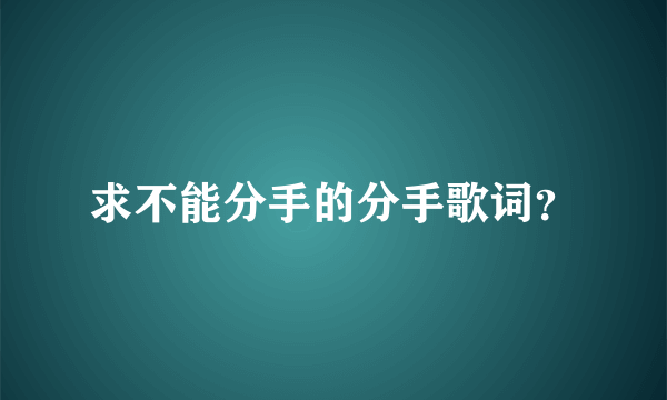 求不能分手的分手歌词？