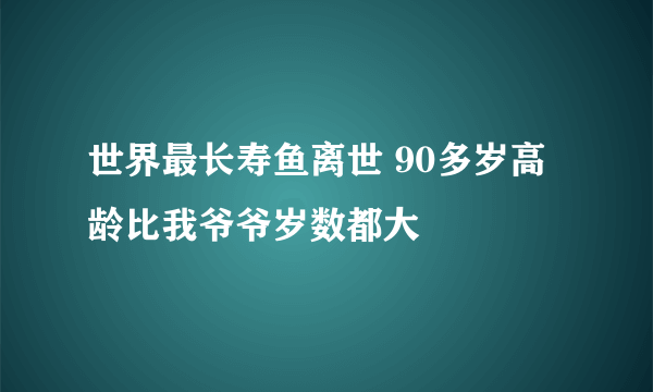 世界最长寿鱼离世 90多岁高龄比我爷爷岁数都大