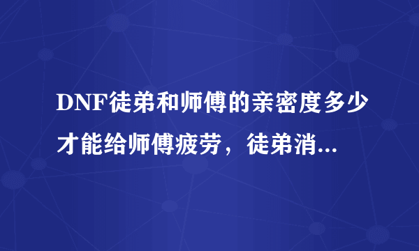 DNF徒弟和师傅的亲密度多少才能给师傅疲劳，徒弟消耗多少给多少疲劳？