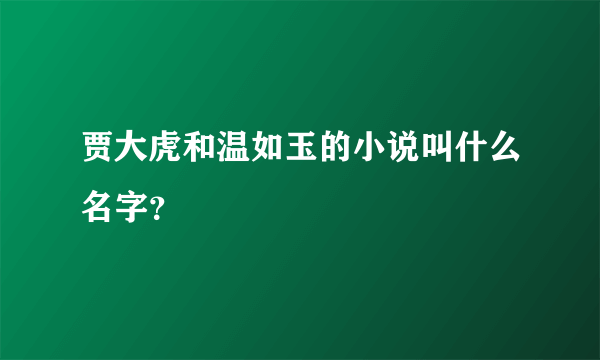 贾大虎和温如玉的小说叫什么名字？