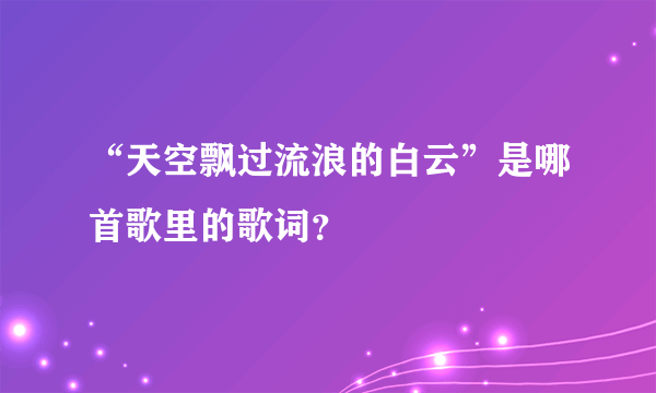 “天空飘过流浪的白云”是哪首歌里的歌词？