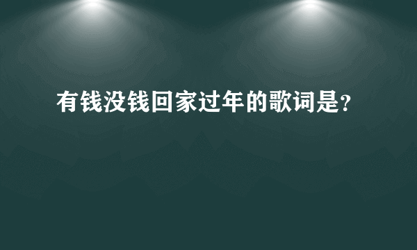 有钱没钱回家过年的歌词是？