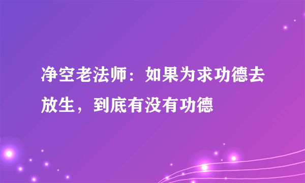 净空老法师：如果为求功德去放生，到底有没有功德