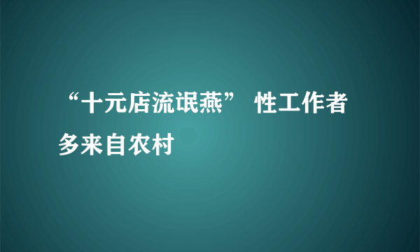 “十元店流氓燕” 性工作者多来自农村