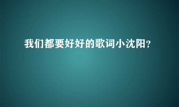 我们都要好好的歌词小沈阳？