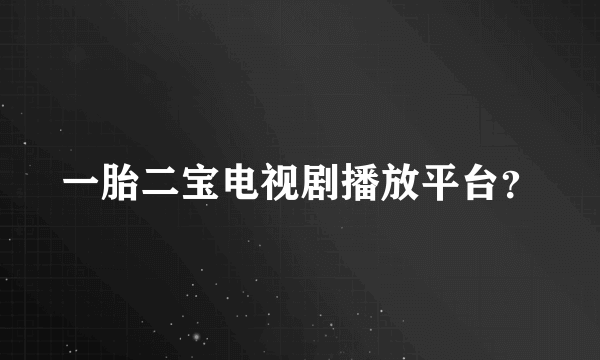 一胎二宝电视剧播放平台？