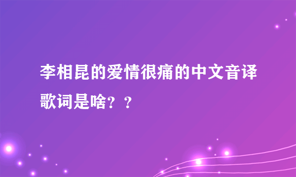 李相昆的爱情很痛的中文音译歌词是啥？？