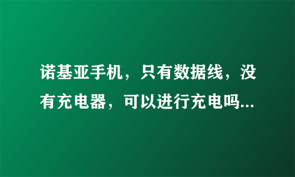 诺基亚手机，只有数据线，没有充电器，可以进行充电吗？怎么弄？跪求解答。。。谢谢！