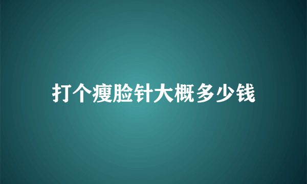 打个瘦脸针大概多少钱