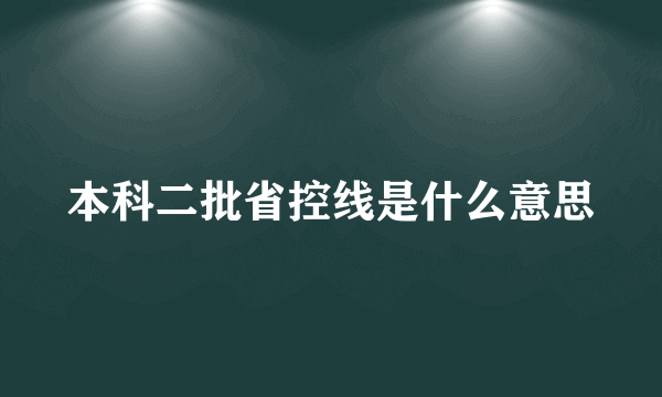 本科二批省控线是什么意思