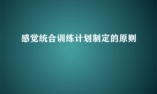 感觉统合训练计划制定的原则