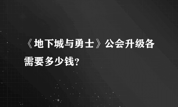 《地下城与勇士》公会升级各需要多少钱？