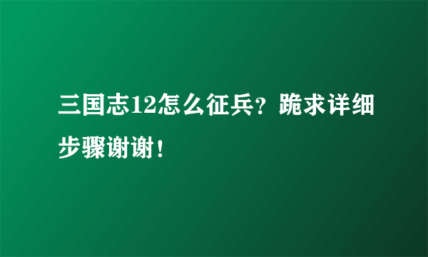 三国志12怎么征兵？跪求详细步骤谢谢！