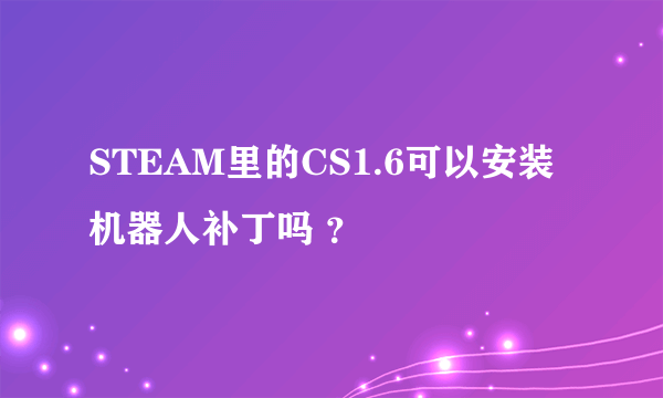 STEAM里的CS1.6可以安装机器人补丁吗 ？