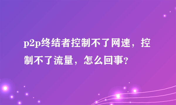 p2p终结者控制不了网速，控制不了流量，怎么回事？