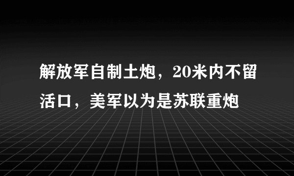 解放军自制土炮，20米内不留活口，美军以为是苏联重炮