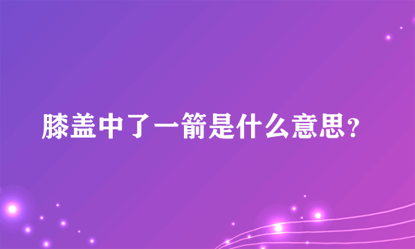 膝盖中了一箭是什么意思？