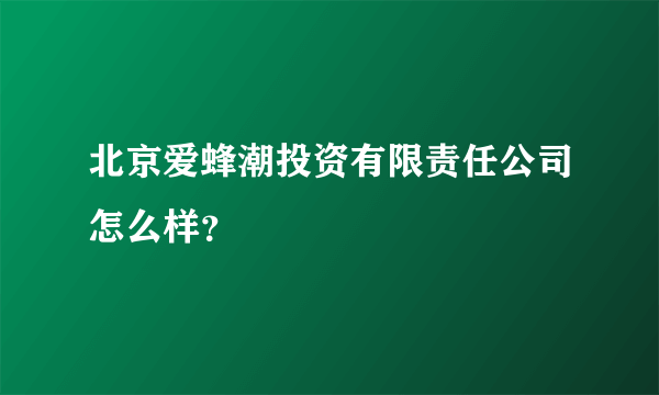 北京爱蜂潮投资有限责任公司怎么样？