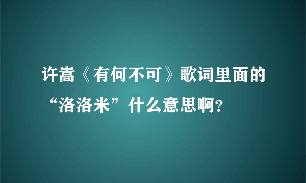 许嵩《有何不可》歌词里面的“洛洛米”什么意思啊？