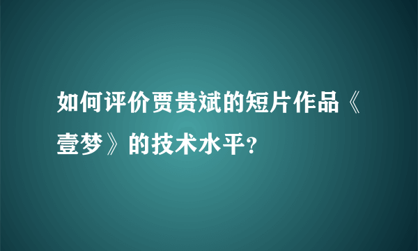 如何评价贾贵斌的短片作品《壹梦》的技术水平？