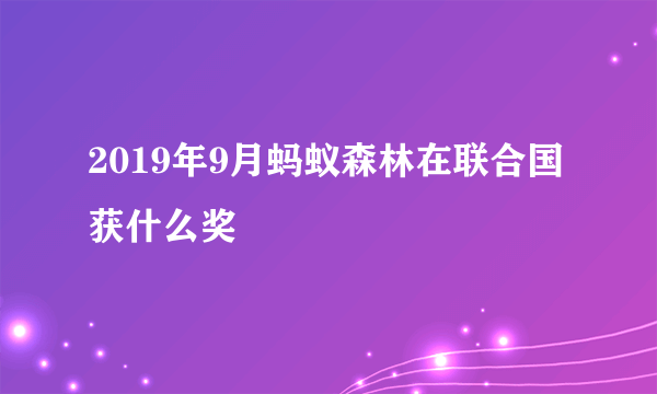 2019年9月蚂蚁森林在联合国获什么奖