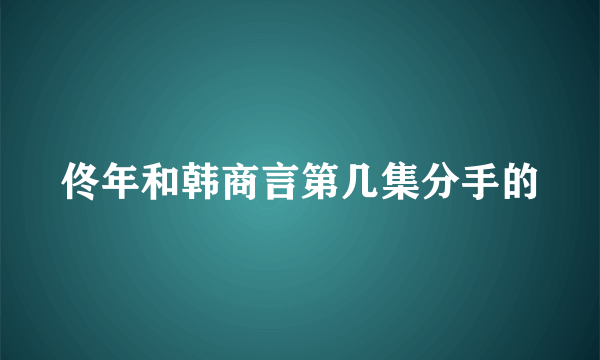 佟年和韩商言第几集分手的