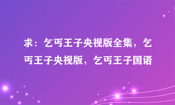 求：乞丐王子央视版全集，乞丐王子央视版，乞丐王子国语