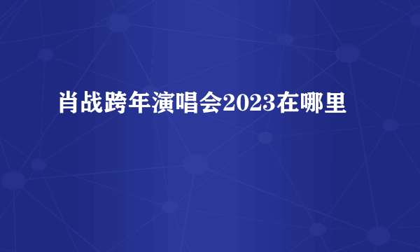 肖战跨年演唱会2023在哪里