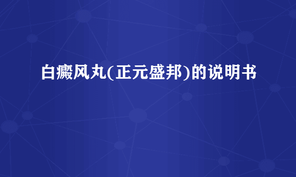 白癜风丸(正元盛邦)的说明书