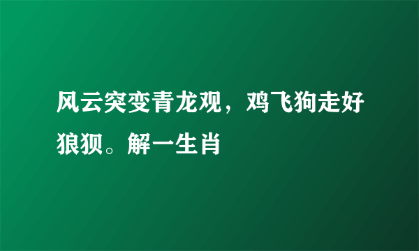 风云突变青龙观，鸡飞狗走好狼狈。解一生肖