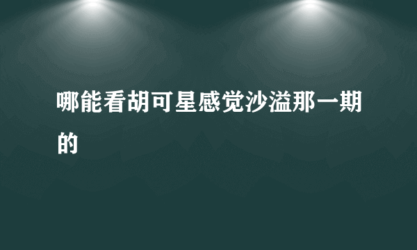 哪能看胡可星感觉沙溢那一期的