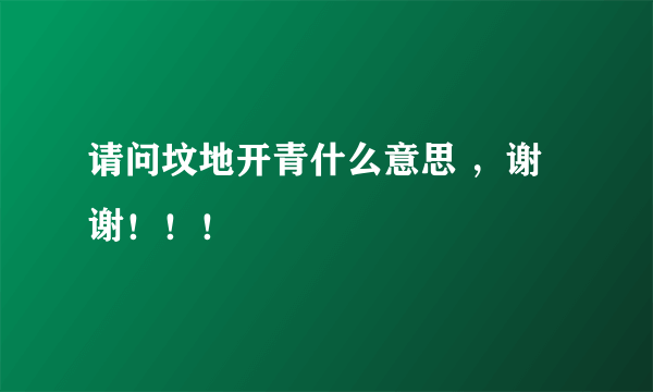 请问坟地开青什么意思 ，谢谢！！！