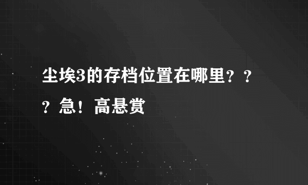 尘埃3的存档位置在哪里？？？急！高悬赏